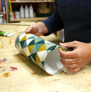 Etape de fabrication d'un abat-jour contrecollé