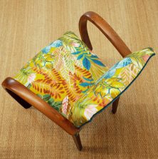 Fauteuil bridge tissu feuillage jaune